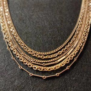 Vintage Gold Tone 7 Multi Strand Necklace